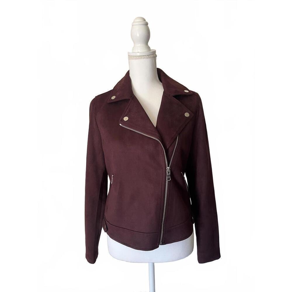 Loft Women's Brown Faux Suede Moto Jacket *NWT